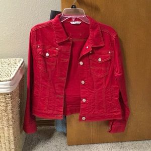 Red Jean jacket